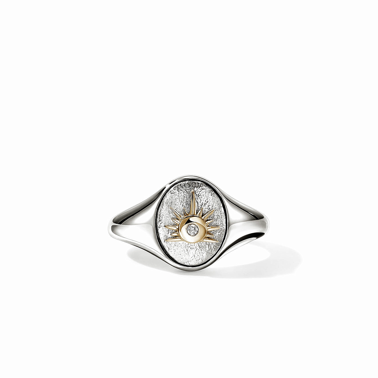 Sterling/14K Yellow Gold Natural Diamond Signet Ring