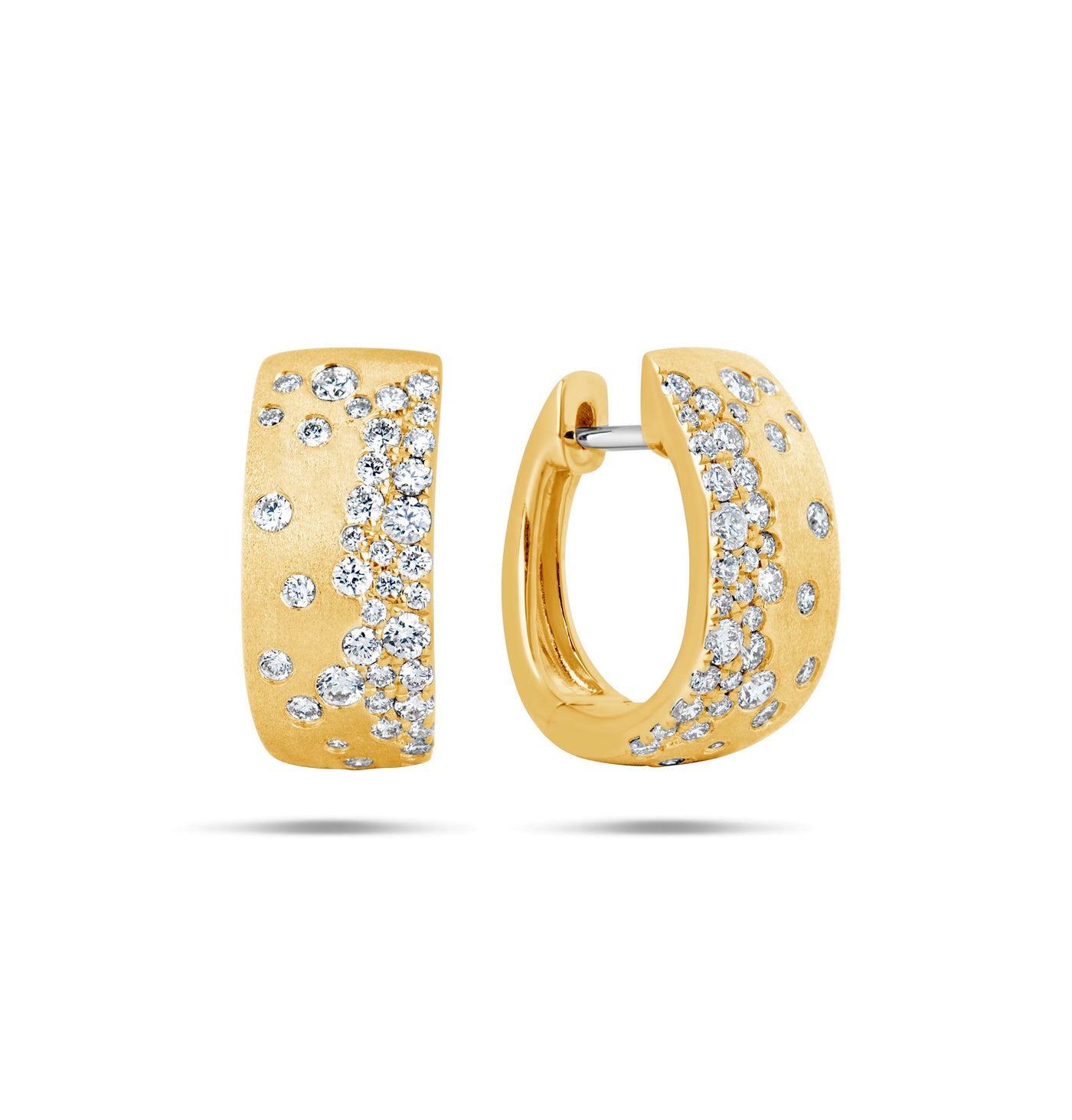 14K Yellow Natural Diamond Huggie Earrings