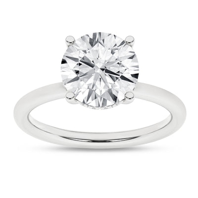 14K White Round Brilliant Cut Lab Grown Diamond Solitaire Engagement Ring