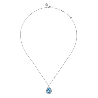 Sterling Silver Blue Topaz 17.5 inch Necklace