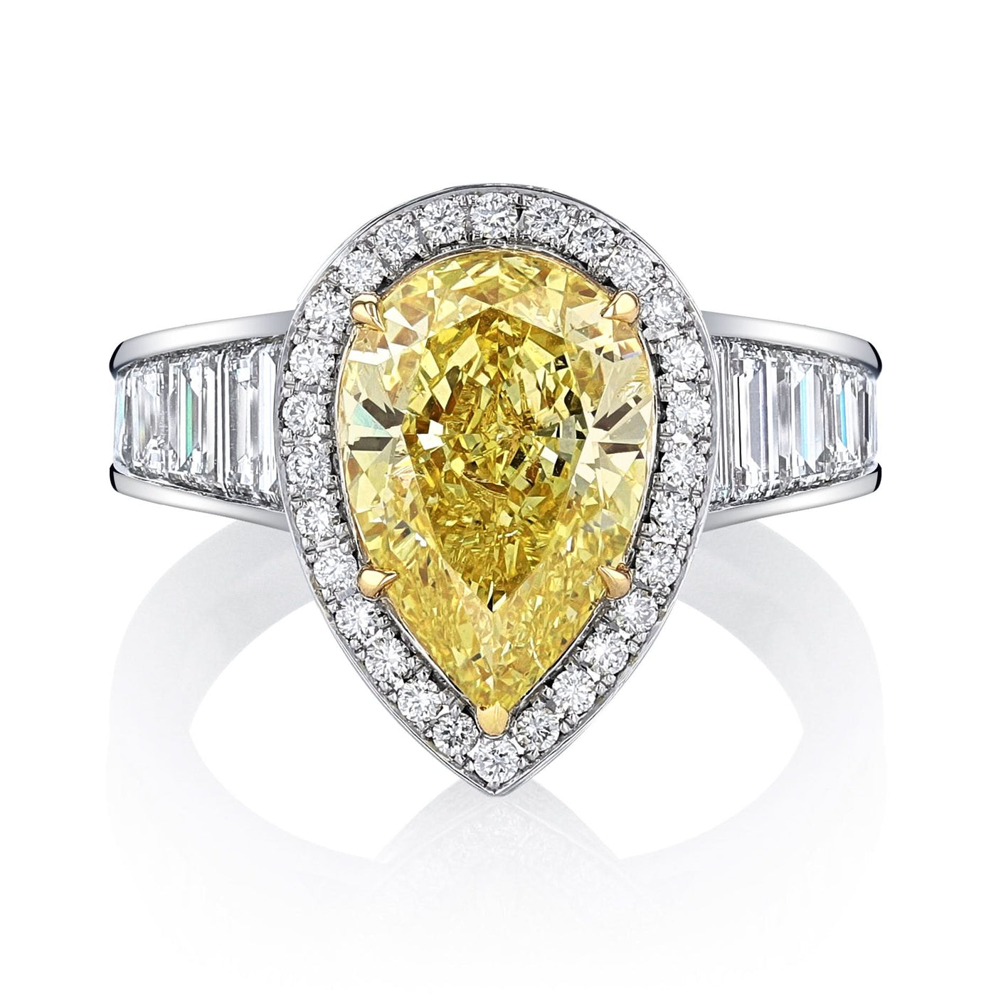 Platinum/18K Yellow & White Pear Natural Diamond Halo Engagement Ring