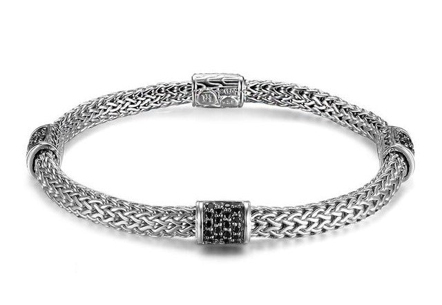 Sterling Silver Black Sapphire Icon Collection Bracelet