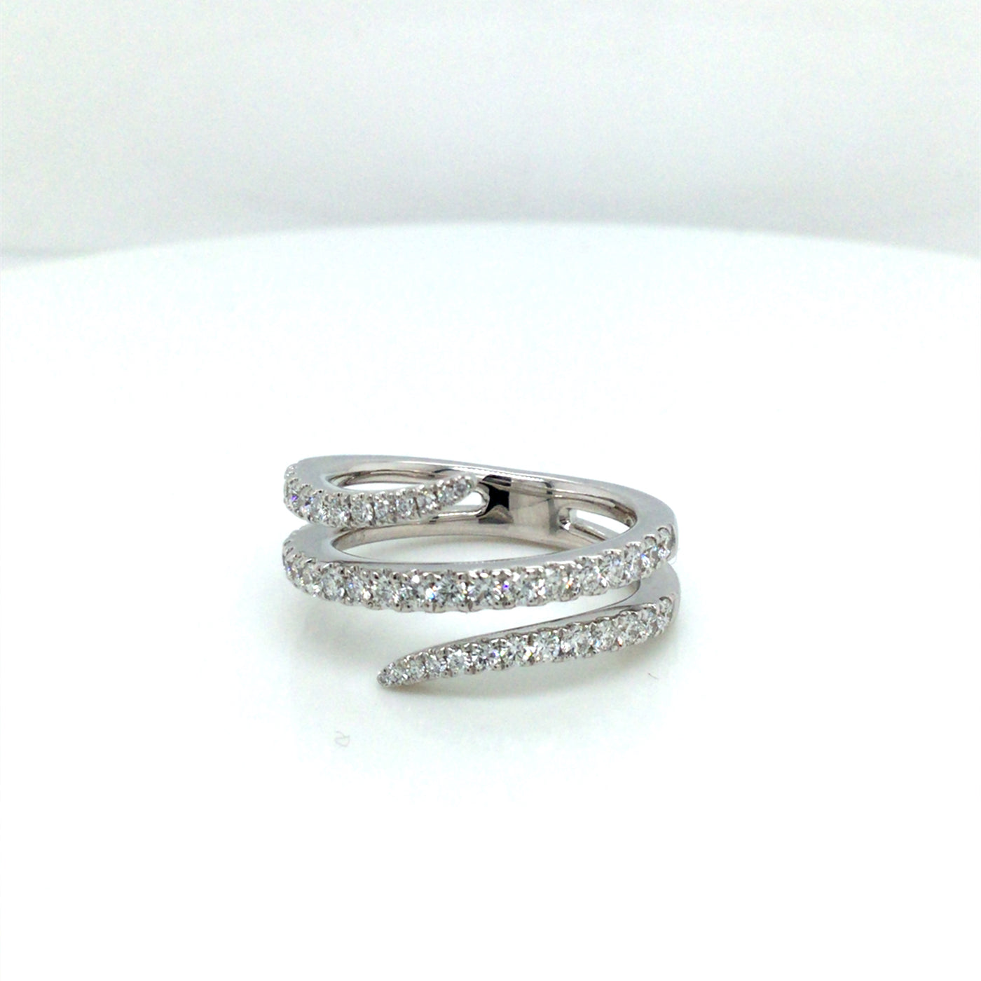 18K White Free Form Natural Diamond Ring Size 6.5