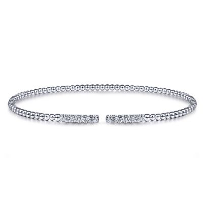 14K White Natural Diamond Cuff Bracelet