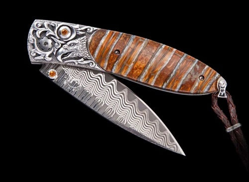 William Henry "SILVER EAGLE" Wooly Mammoth with Damascus Steel Blade