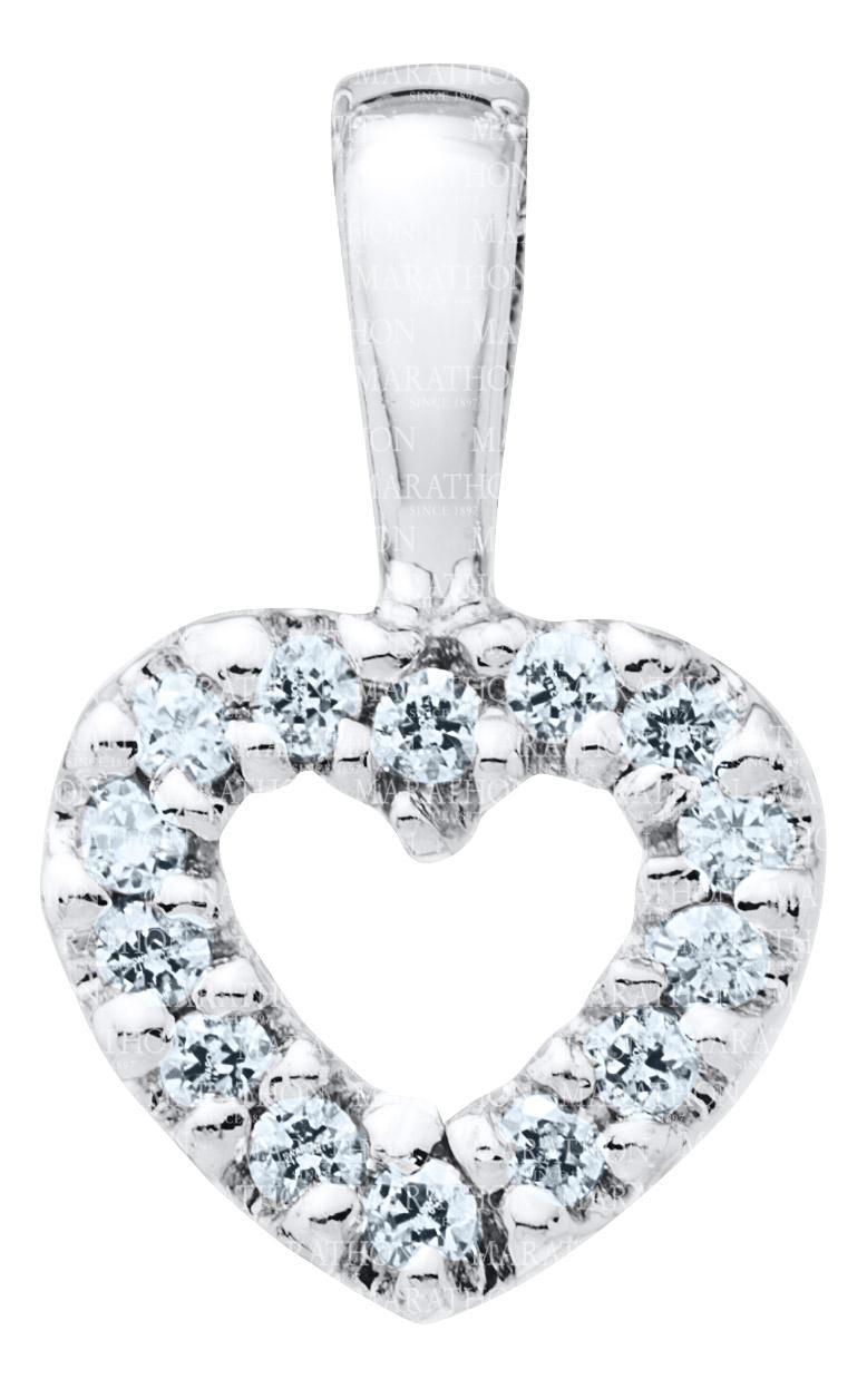 Sterling Silver Open Heart CZ Necklace 15 inch