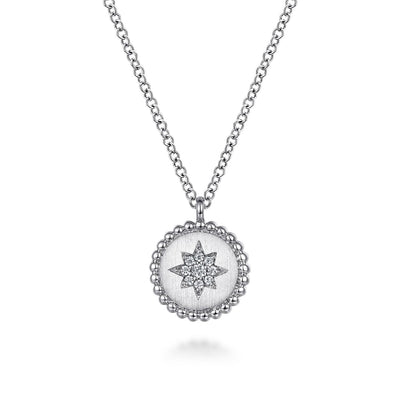 Sterling Silver Natural Diamond Star 17.5 inch Necklace