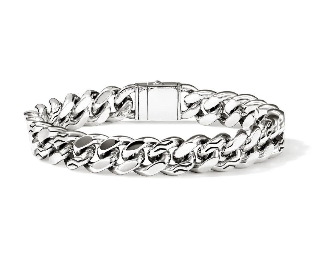 Sterling Silver White Curb Bracelet Size 8