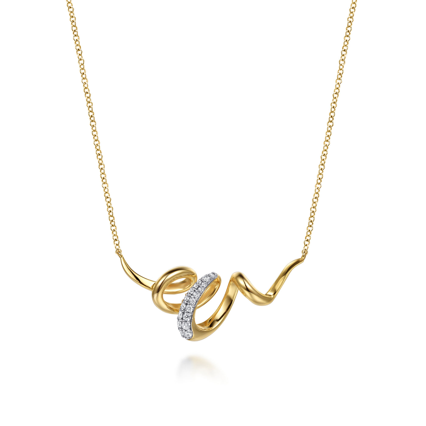 14K Yellow & White Natural Diamond 17 inch Necklace