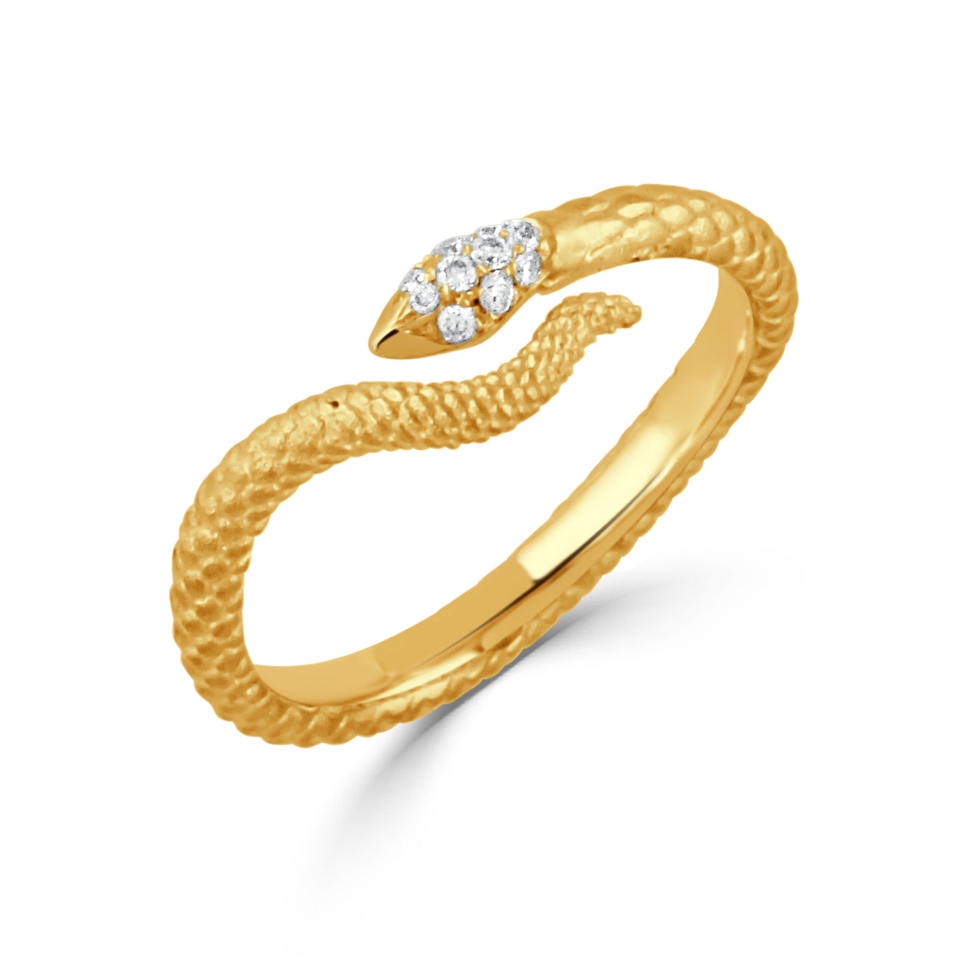 18K Yellow Serpent Natural Diamond Ring Size 6.5