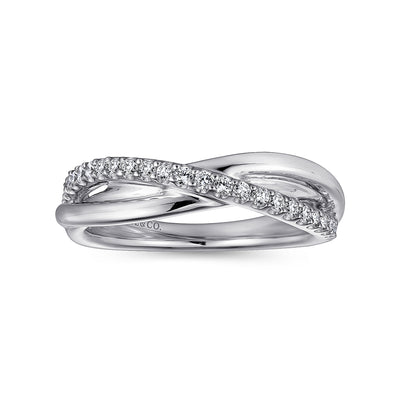 Sterling Silver White Sapphire Criss Cross Ring
