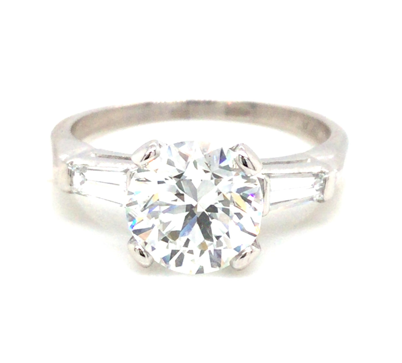 Platinum Round Brilliant Cut Natural Diamond Solitaire Engagement Ring