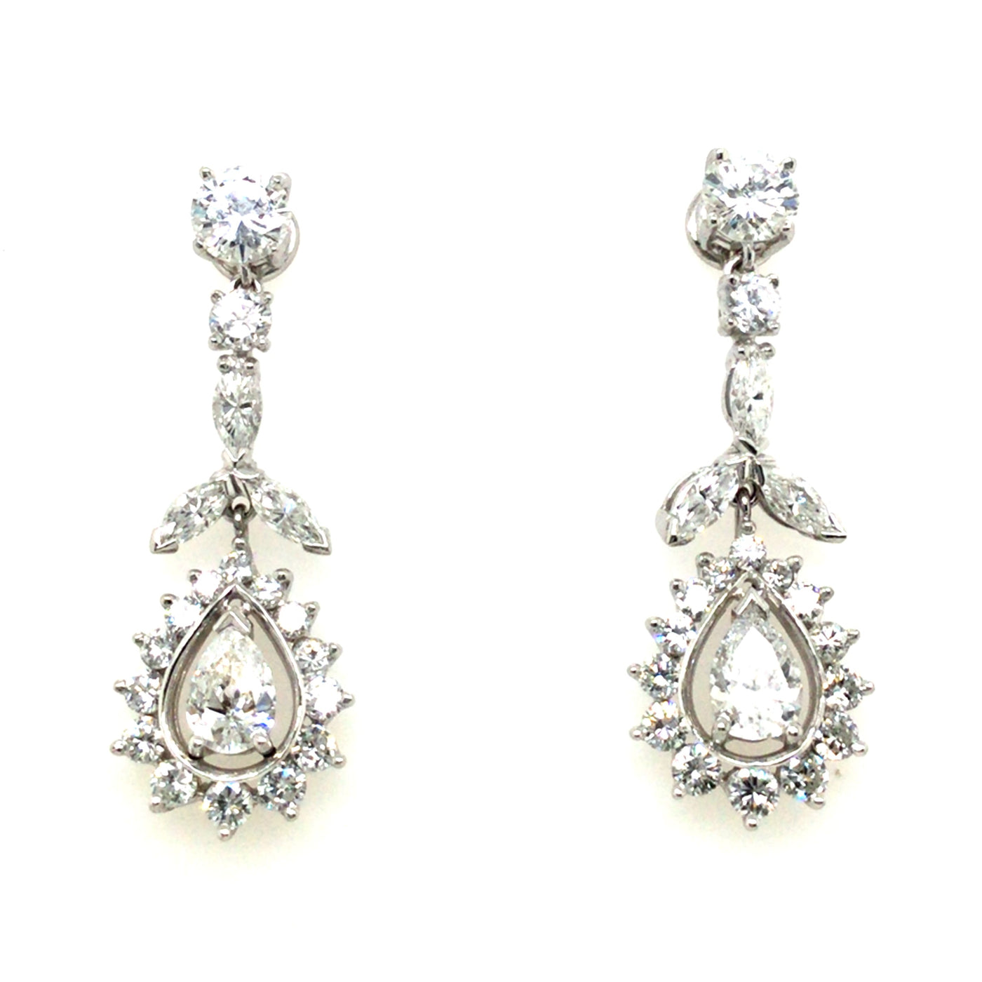 Platinum Natural Diamond Dangle Earrings