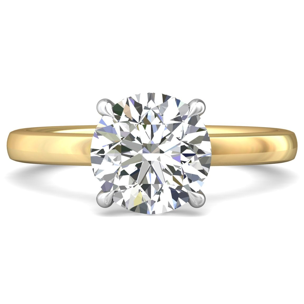 14K Yellow & White Natural Diamond Semi-Mount Ring that accomodates a 9.00 mm Center