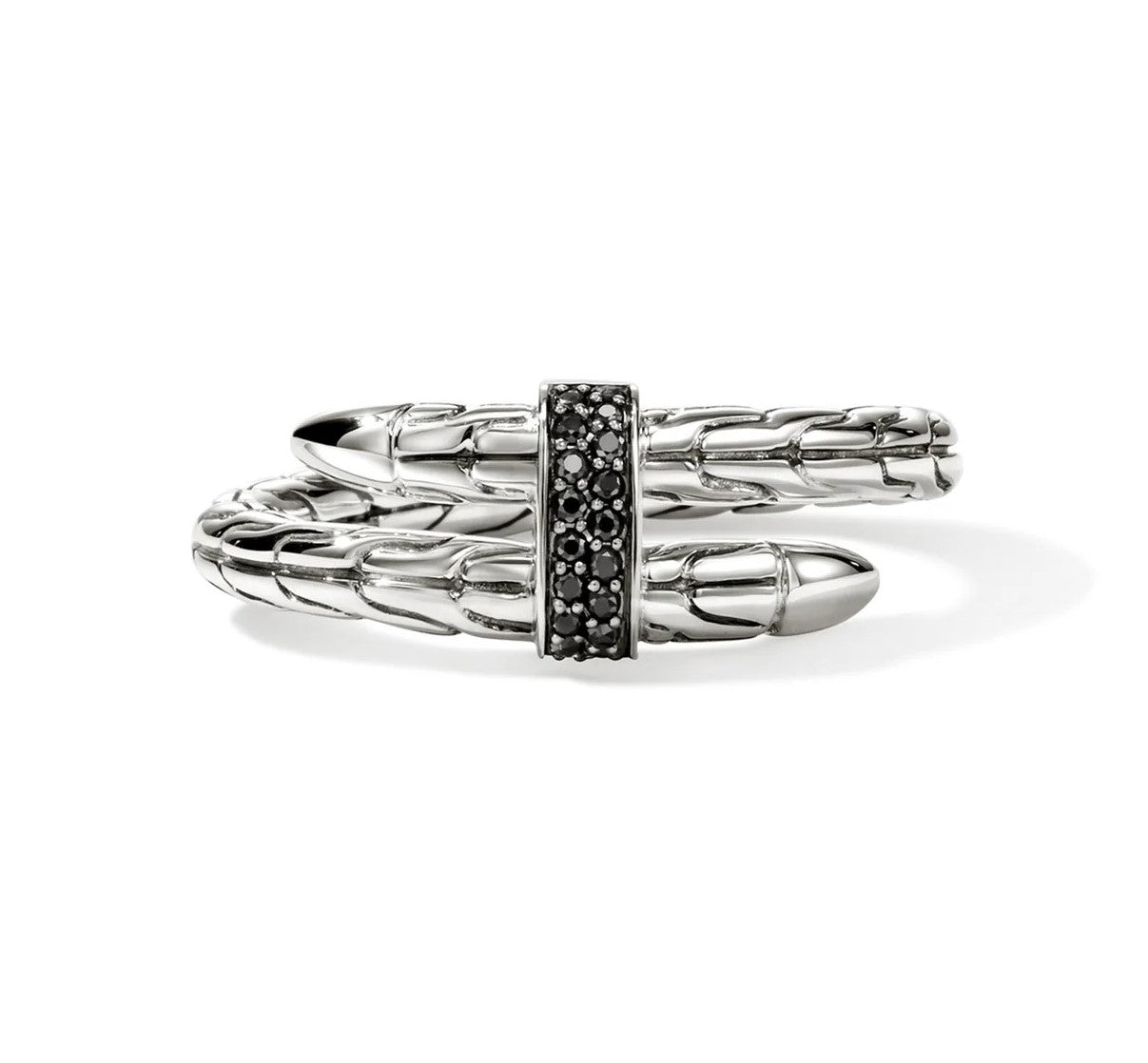Sterling Silver Spear Black Sapphire Ring