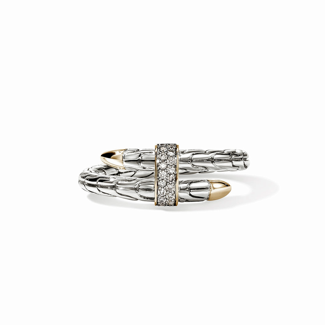 Sterling/14K Yellow Gold Spear Natural Diamond Ring