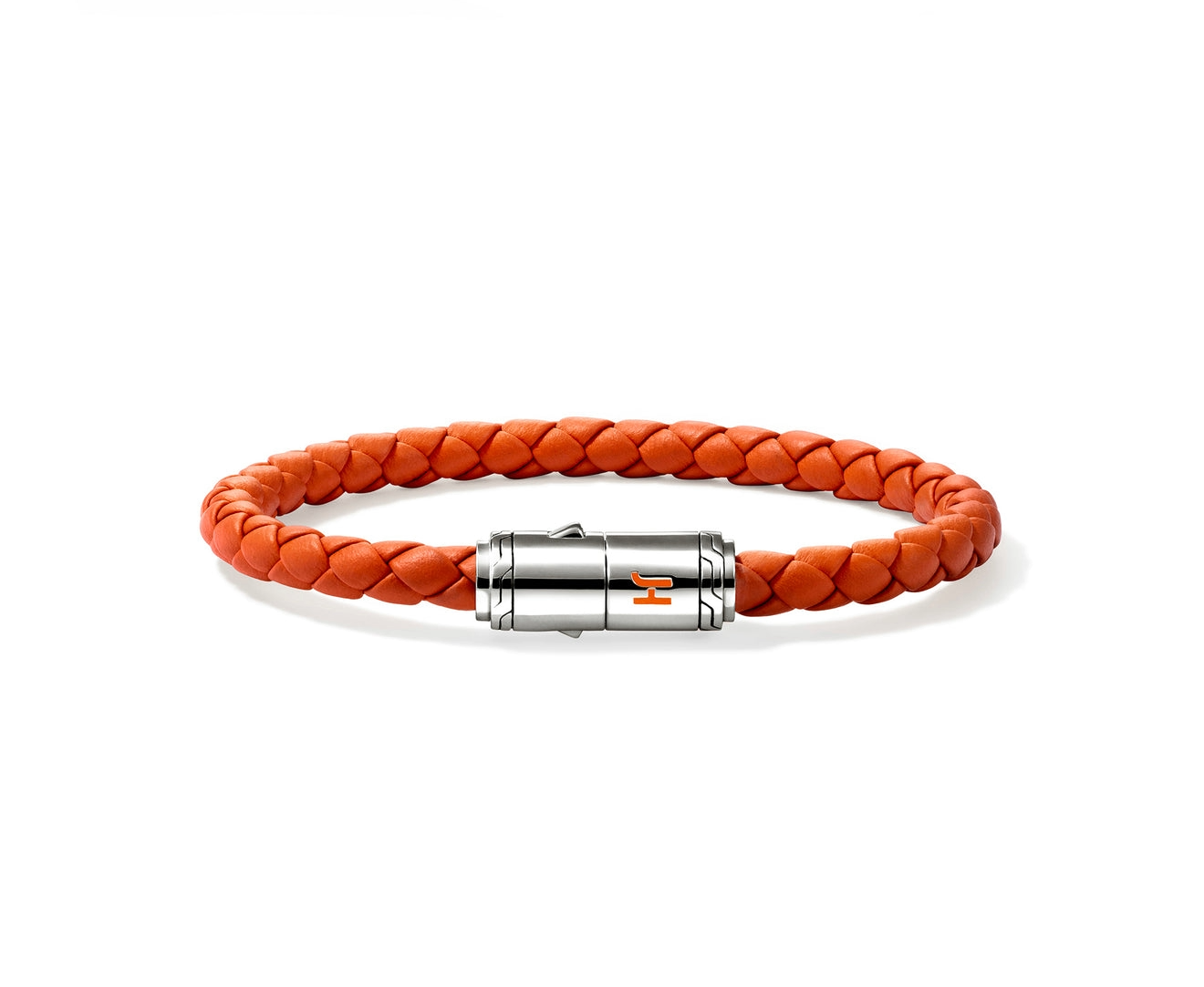 Sterling Silver Orange Leather Bracelet