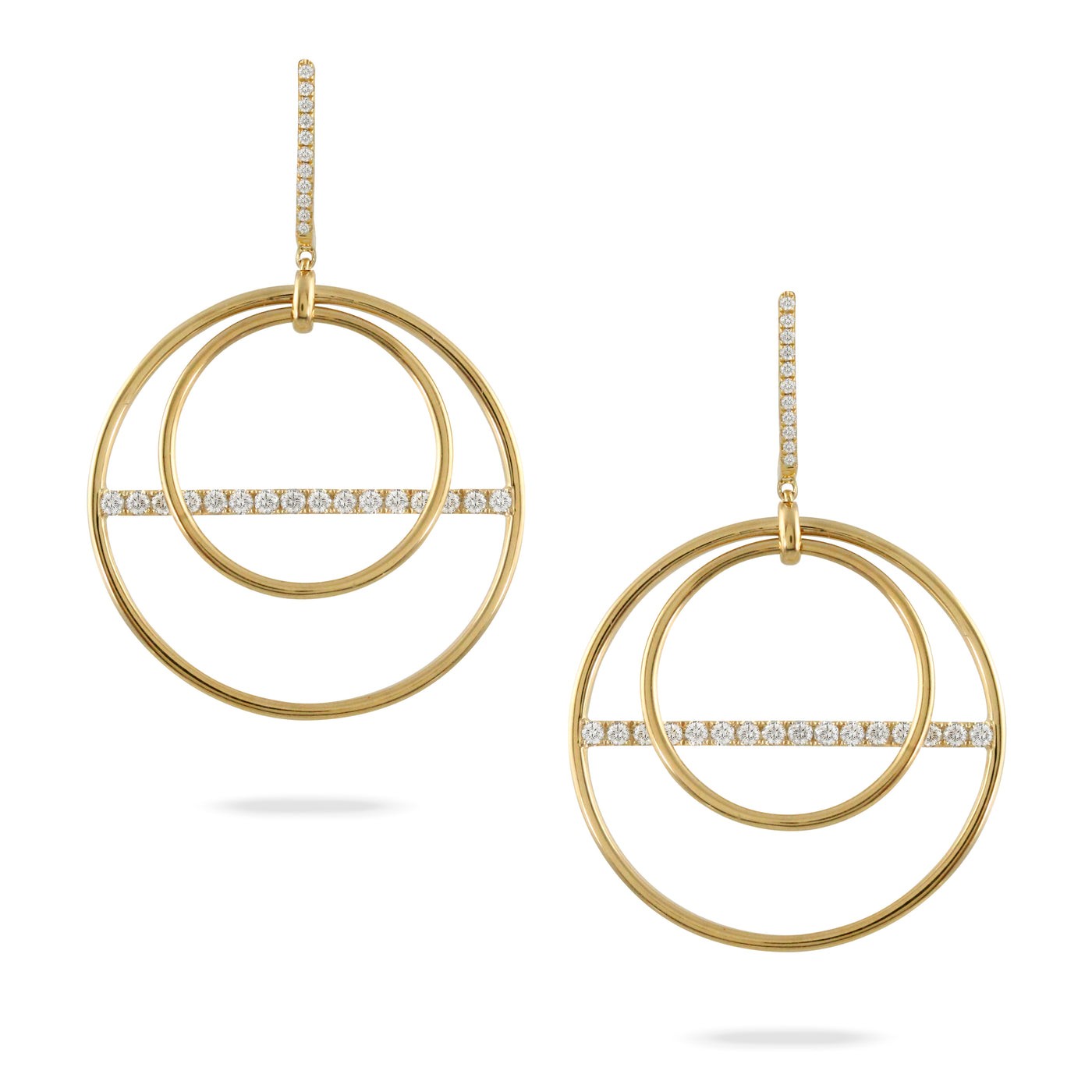 18K Yellow Natural Diamond Circle Earrings