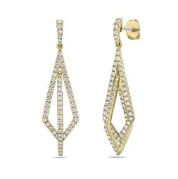 18K Yellow Gold Natural Diamond Dangle Earrings