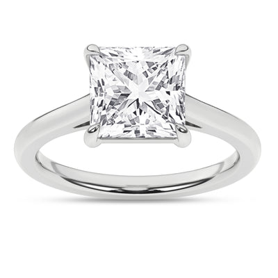 14K White Princess Cut Lab Grown Diamond Solitaire Engagement Ring