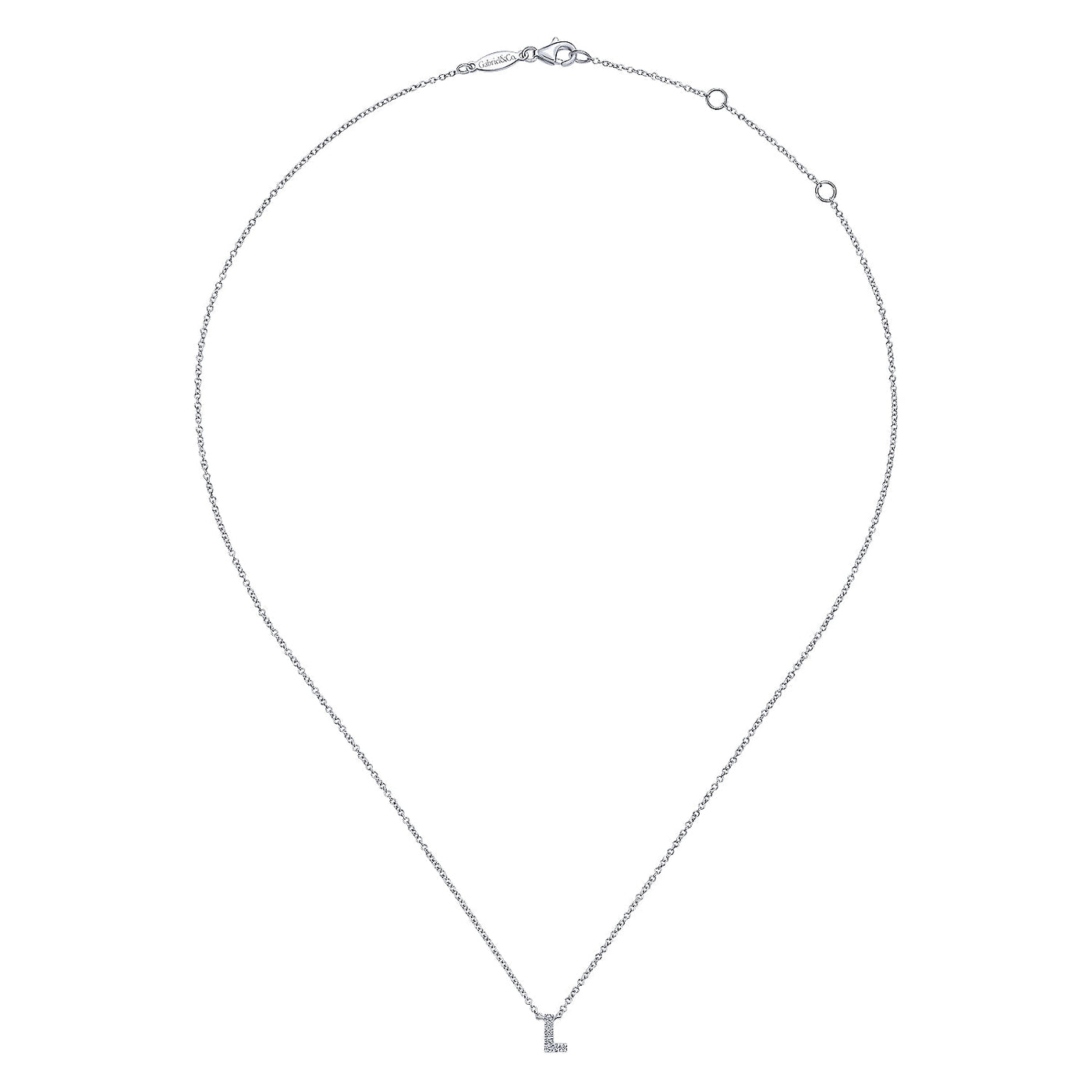 14K White Natural Diamond 17.5 inch Necklace