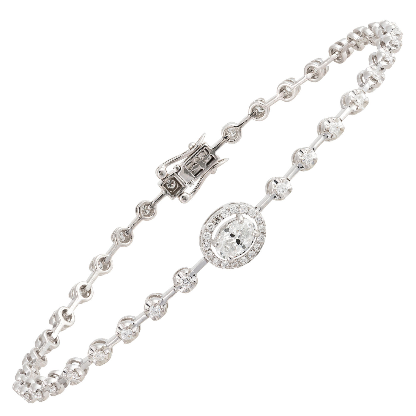 18K White Natural Diamond Tennis Bracelet