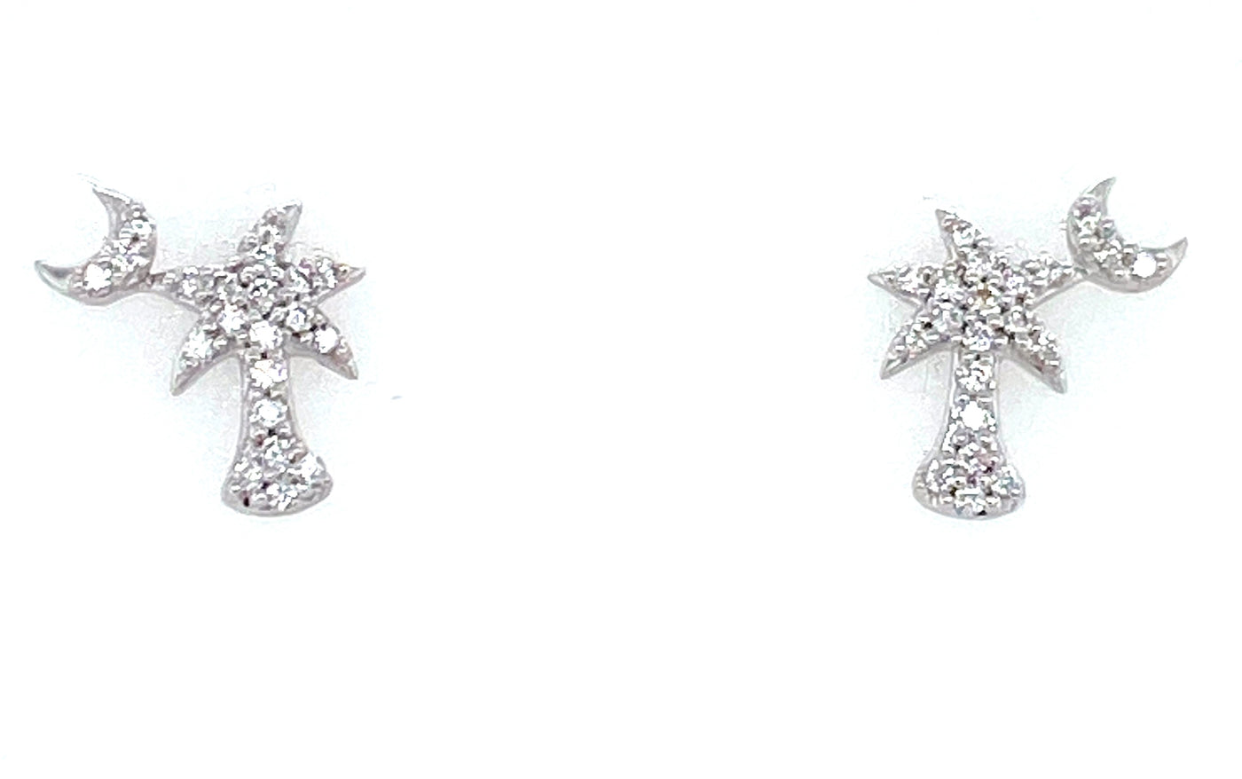 14K White Natural Diamond Stud Earrings