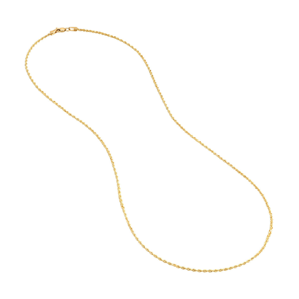 14K Yellow 24 Inch Diamond Cut Rope Chain