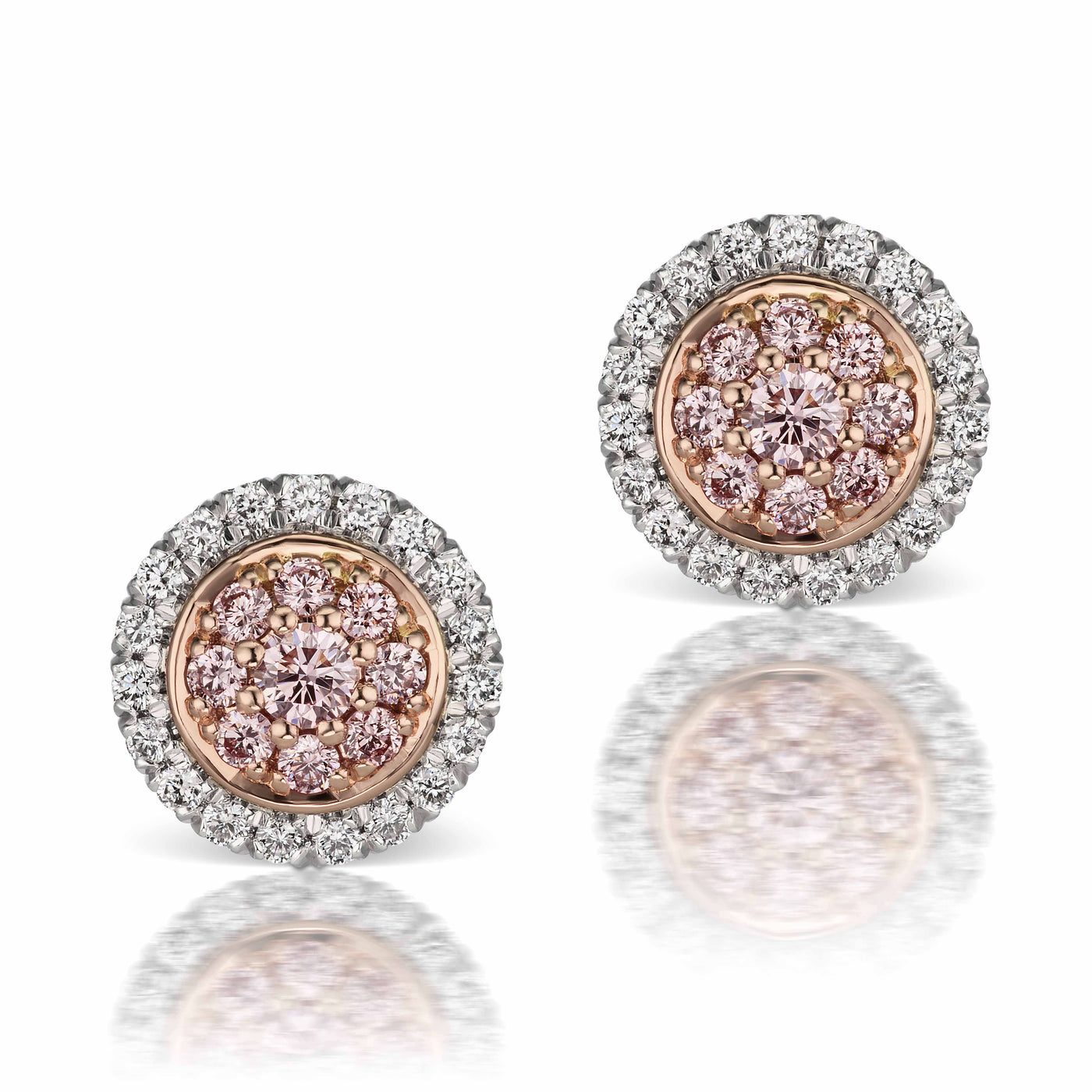 Platinum/18K White & Rose Natural Diamond Earrings