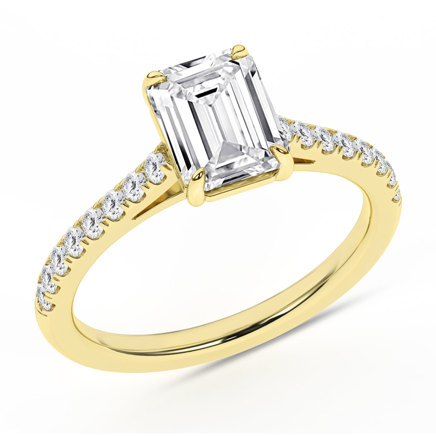 14K Yellow Emerald Cut Lab Grown Diamond Solitaire Engagement Ring