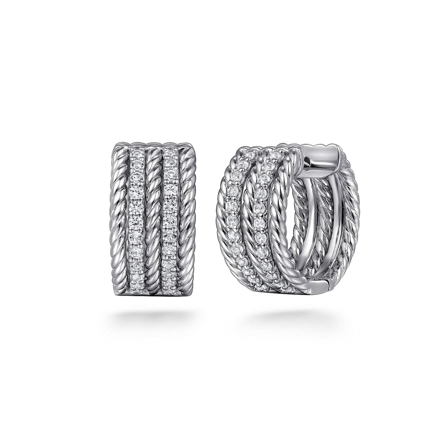 Sterling Silver White Sapphire Huggie Earrings