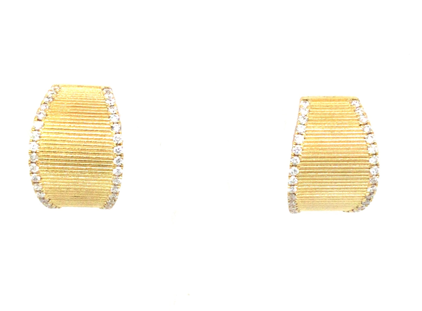 14K Yellow Natural Diamond Hoop Earrings