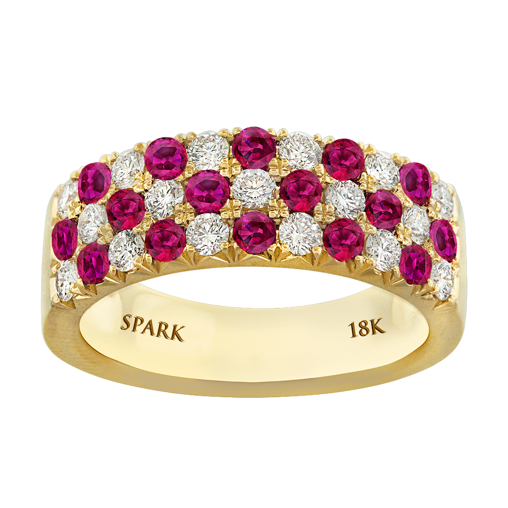 18K Yellow Ruby and Natural Diamond Ring Size 6.5