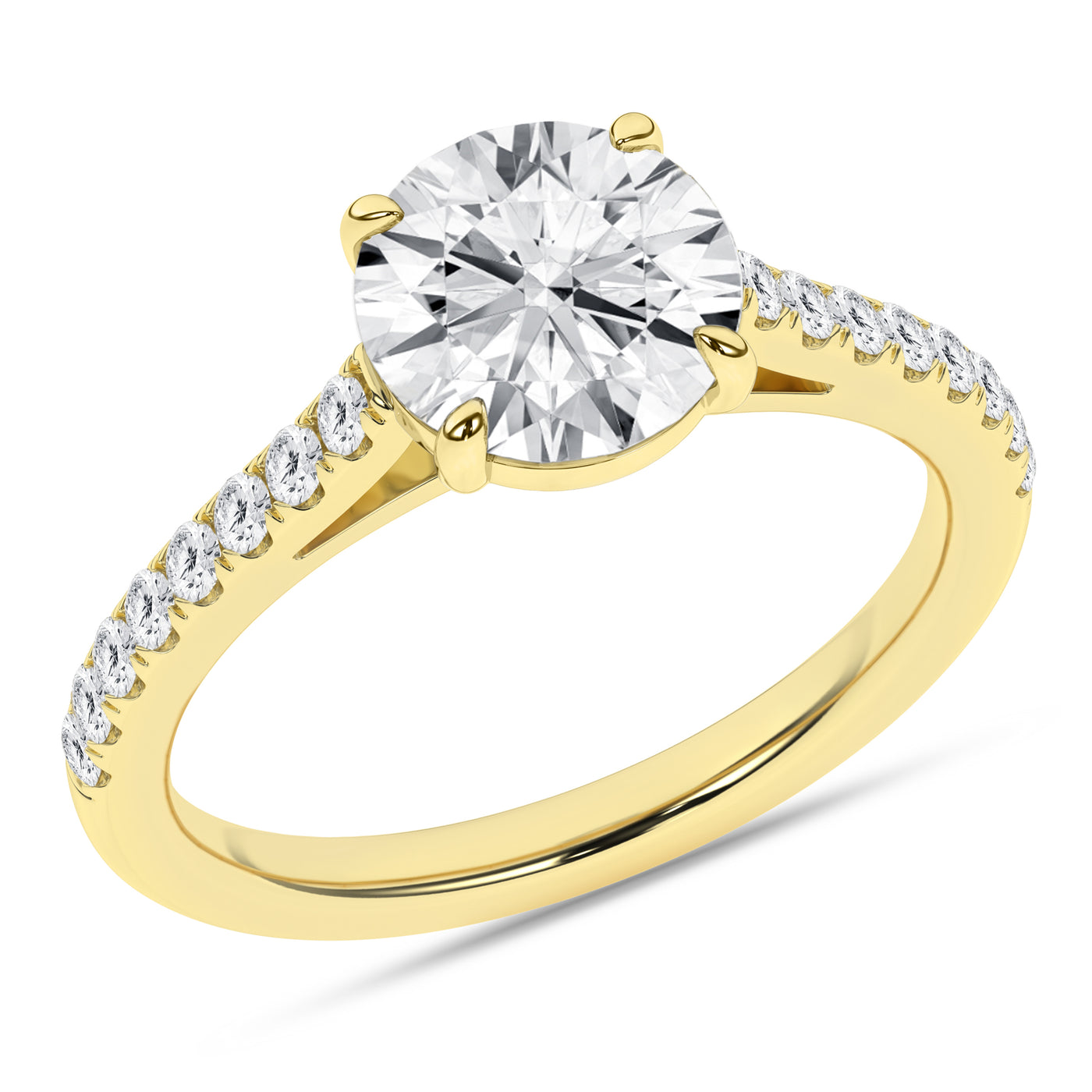 14K Yellow Round Brilliant Cut Lab Grown Diamond Solitaire Engagement Ring