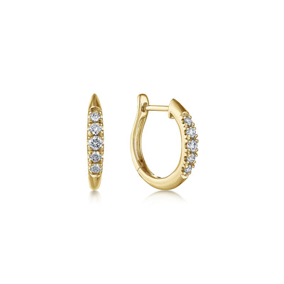 14K Yellow Natural Diamond Huggie Earrings