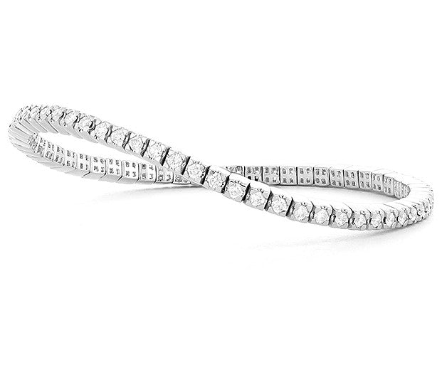 14K White Natural Diamond Stretch Bracelet
