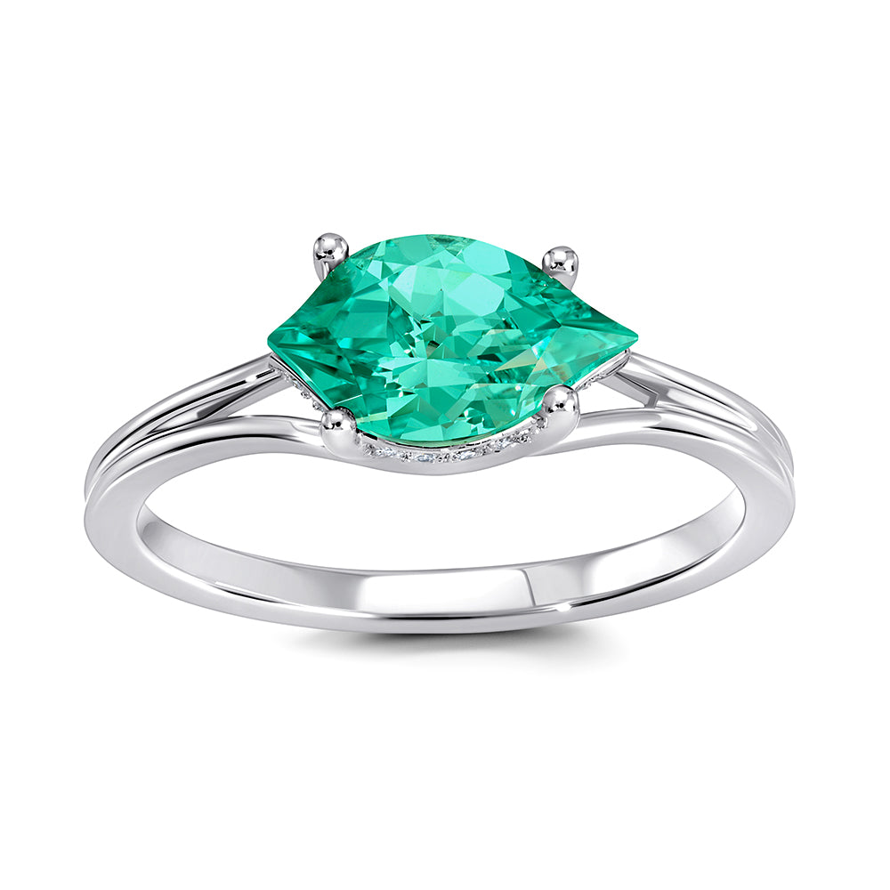 14K White Contemporary Chatham Chrysoberyl and Lab Grown Diamond Ring Size 6.5