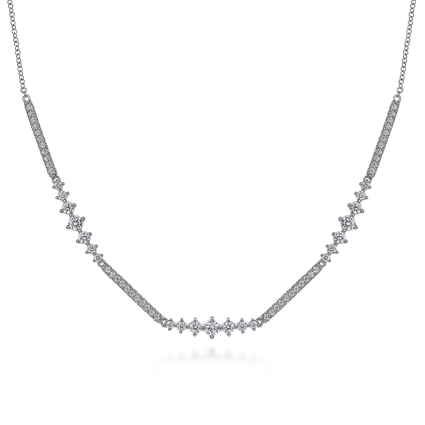14K White Natural Diamond 18 inch Necklace