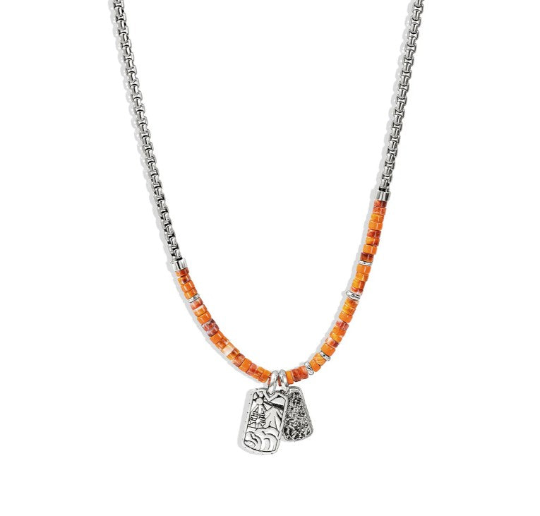 Sterling Silver White Gold Spiny Oyster Shell Beads Necklace