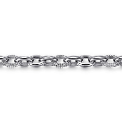 Sterling Silver Link Chain Tennis Bracelet Size 7.5