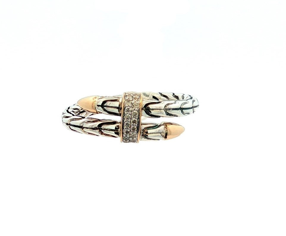 Sterling/14K Yellow Gold Spear Natural Diamond Ring