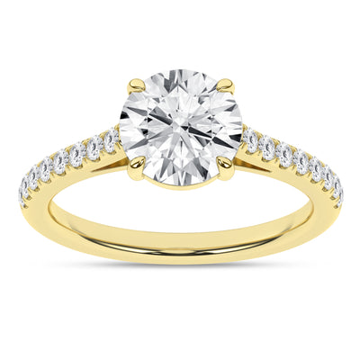 14K Yellow Round Brilliant Cut Lab Grown Diamond Solitaire Engagement Ring