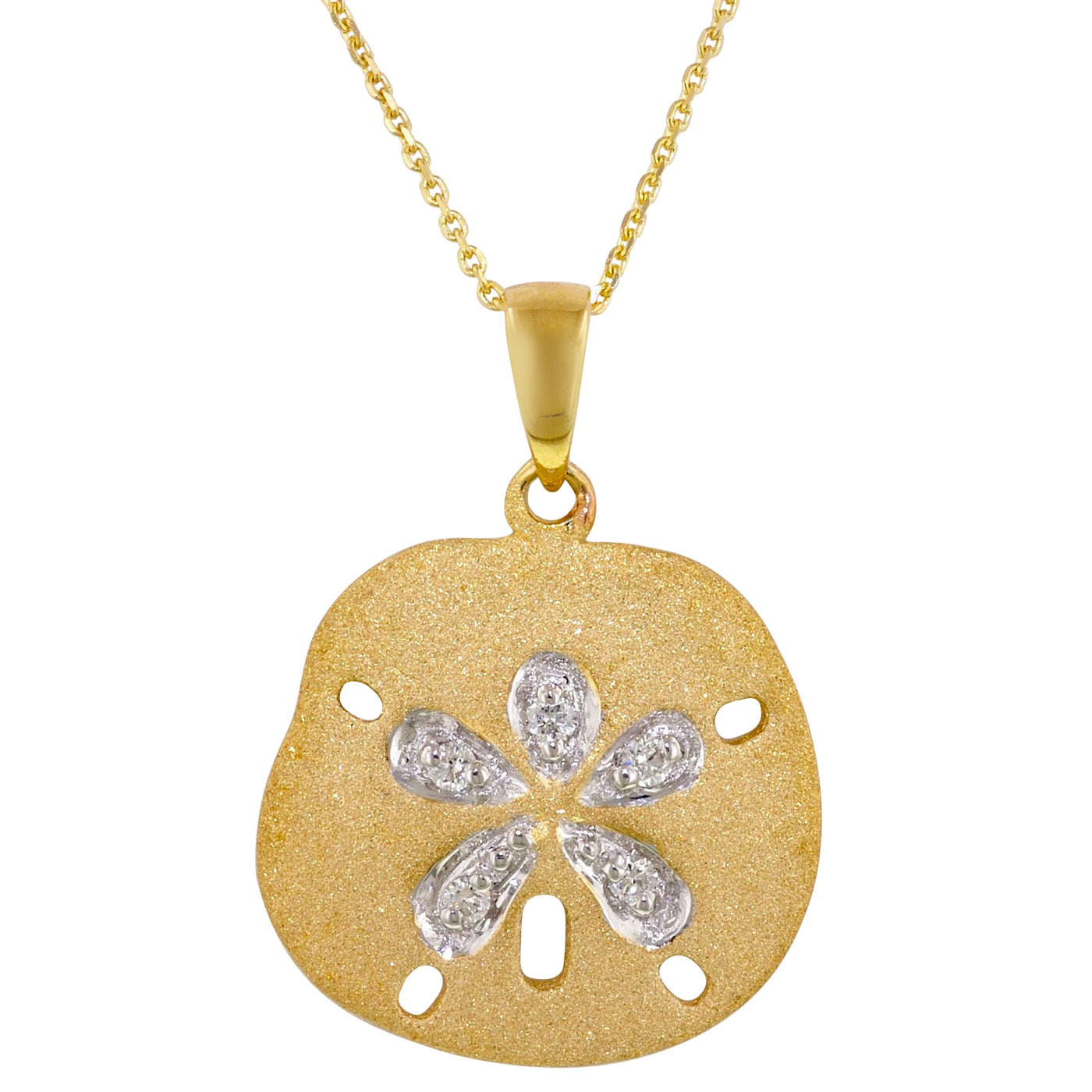 14K Yellow & White Sand Dollar Natural Diamond Pendant