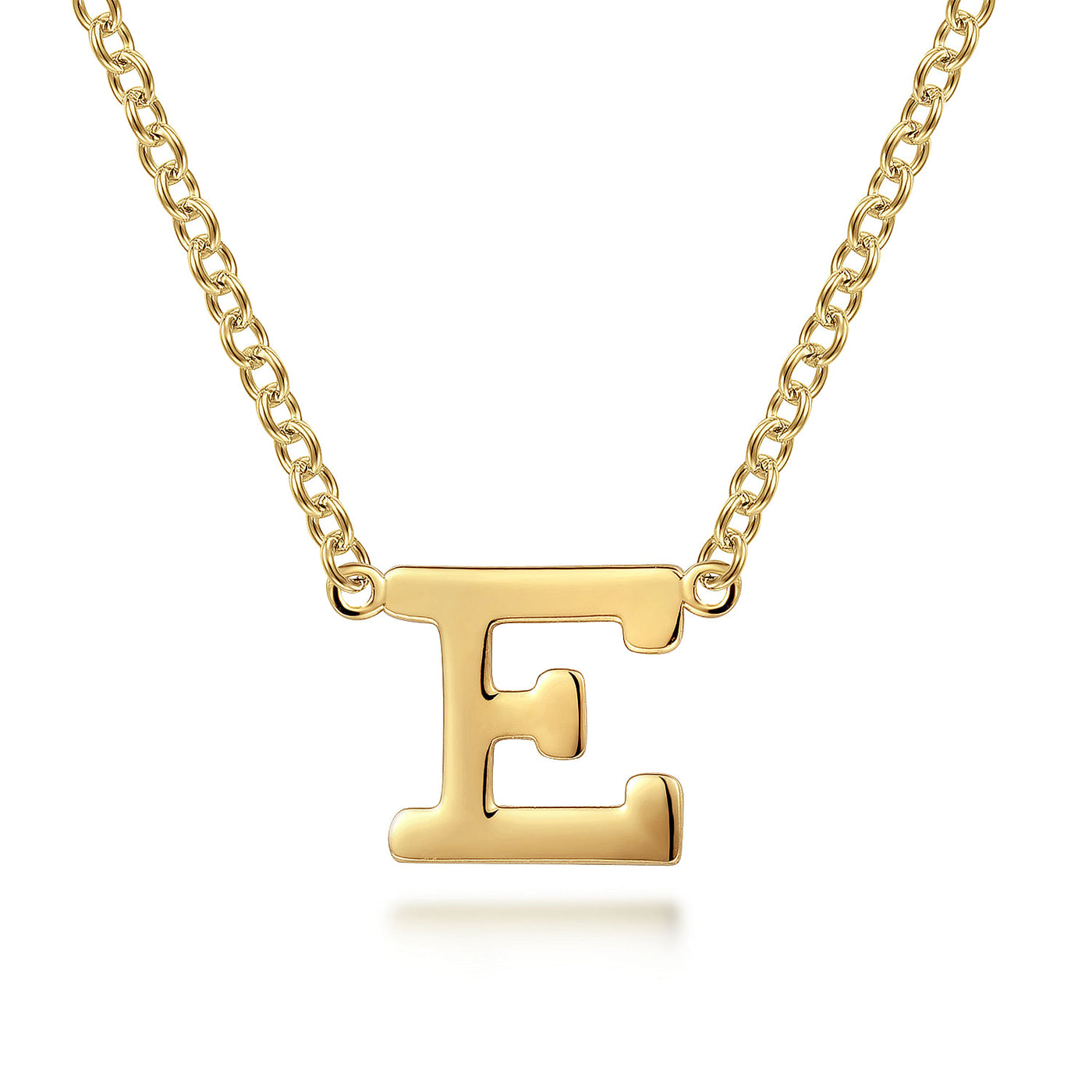 14K Yellow Letter "E" Necklace 17.5 inch