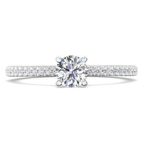 14K White Natural Diamond Semi-Mount Ring that accomodates a 6.50 mm Center