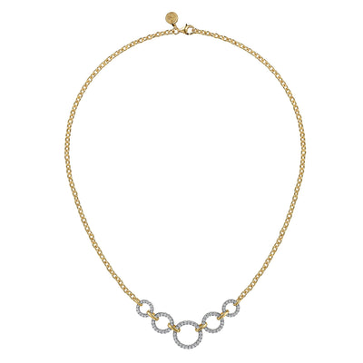 14K Yellow & White Natural Diamond 17 inch Necklace