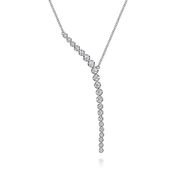 14K White Natural Diamond 17.5 inch Necklace