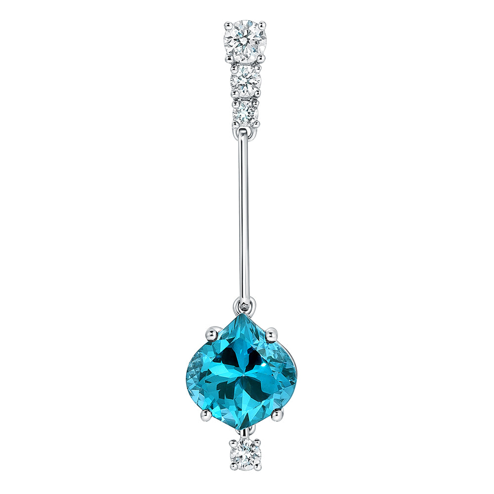 14K White Gold Chatham Paraiba Spinel and Lab Grown Diamond Pendant
