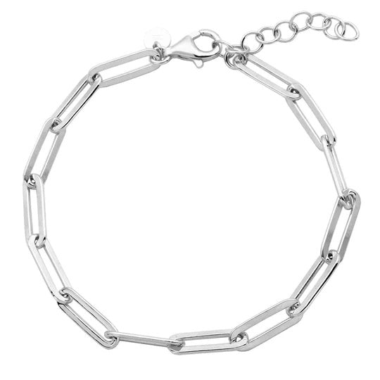 Sterling/Rhodium Finish Paperclip Bracelet Size 6.75