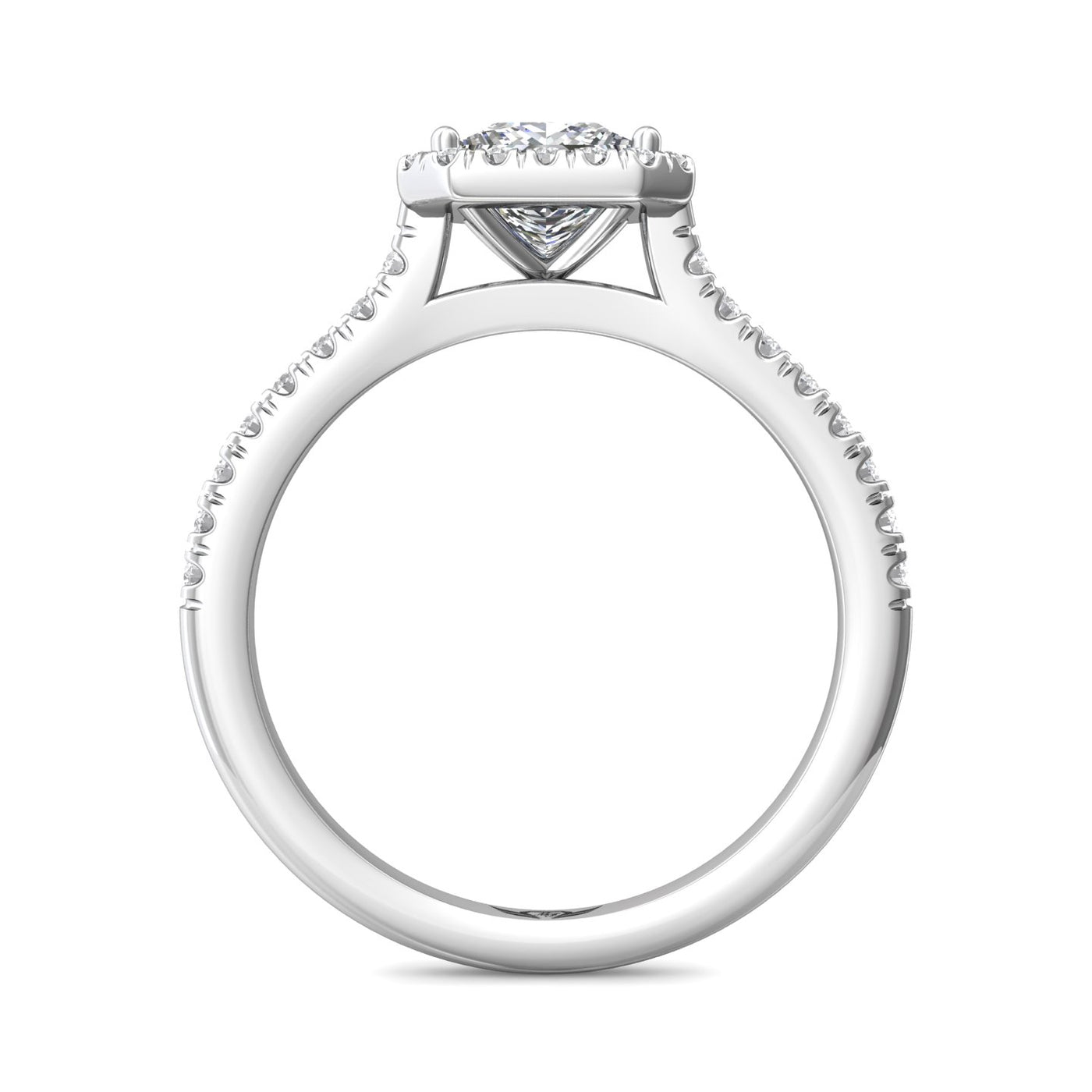 14K White Natural Diamond Semi-Mount Ring that accomodates a 5.00 mm Center